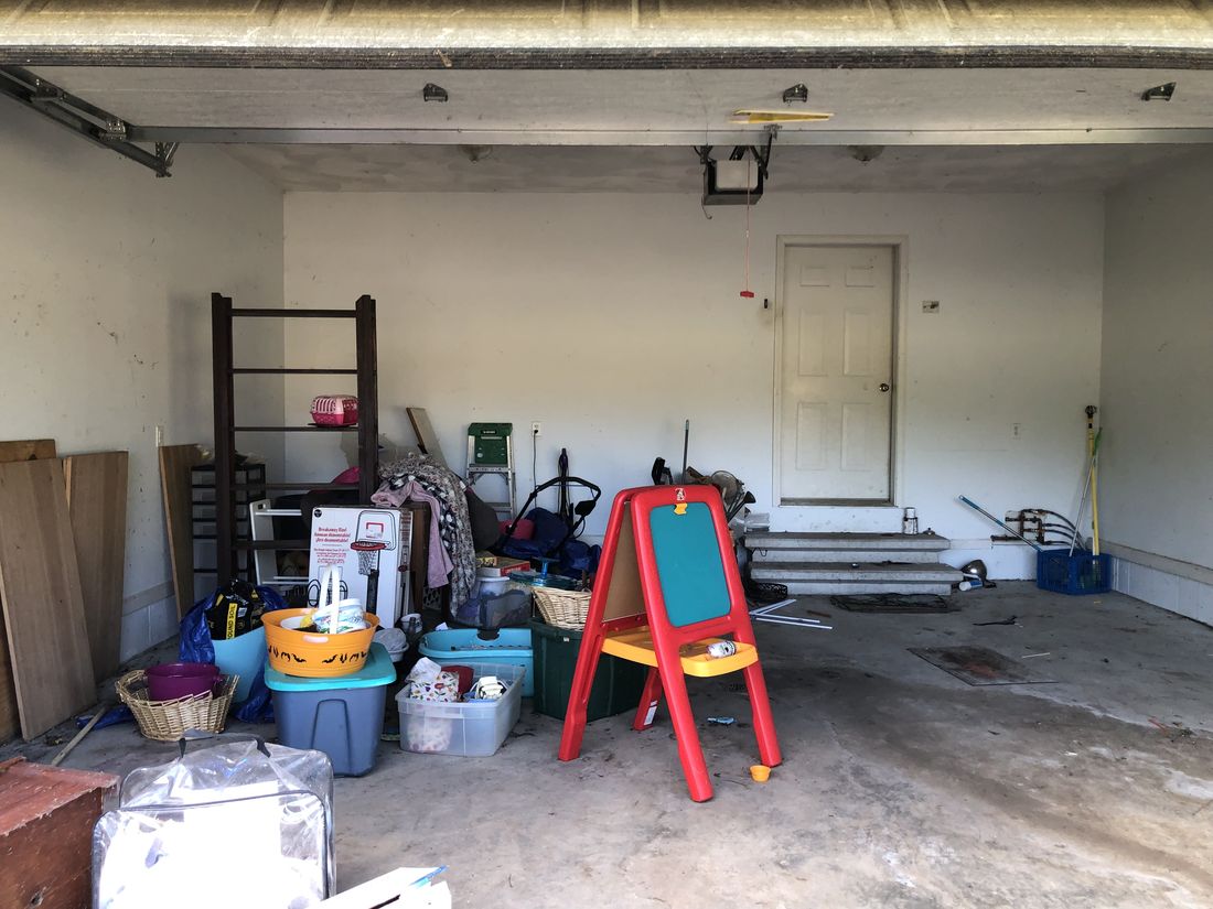 Attached garage interior at the Holland Patent, NY ranch